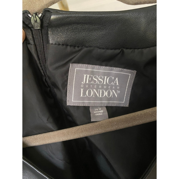 Jessica London Mini Dress Faux Leather Panel Modern Party Gala Event Summer Luxe - Picture 6 of 12